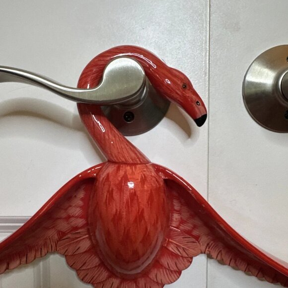 Vintage Hand Painted Flamingo Clothes Hanger 17" Wide Shoulder Coat Hanger RARE - Picture 5 of 15